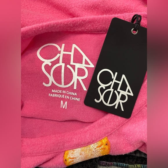 CHASER Pink Pineapple Pullover Crew Neck Long Sleeve Pink Sweater NWT Medium - Picture 7 of 7